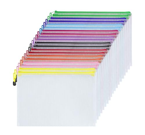Portefeuille plastique A4 avec fermeture éclair : lot de 30 pochettes étanches