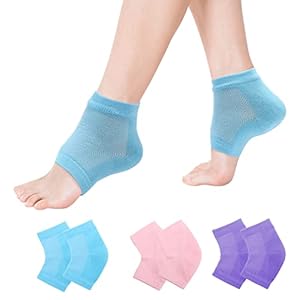 Laicky 3 paar hydraterende hiel sokken voor droge gebarsten hakken behandeling, ademende open teen gel mouwen…
