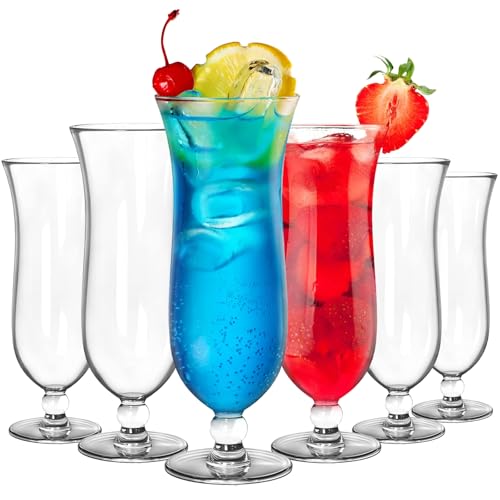 Yesland 6 Pack Hurricane Glass - 13.5 oz Break-Resistant Plastic Pina Colada Cocktail Glasses Clear...