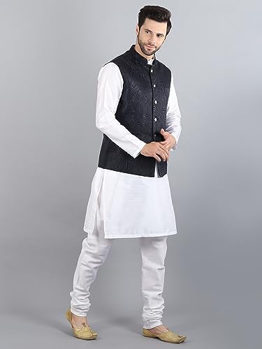 Image of Uri and MacKenzie Men's Silk Blend Kurta Pajama with Designer Ethnic Nehru Jacket /Modi Jacket