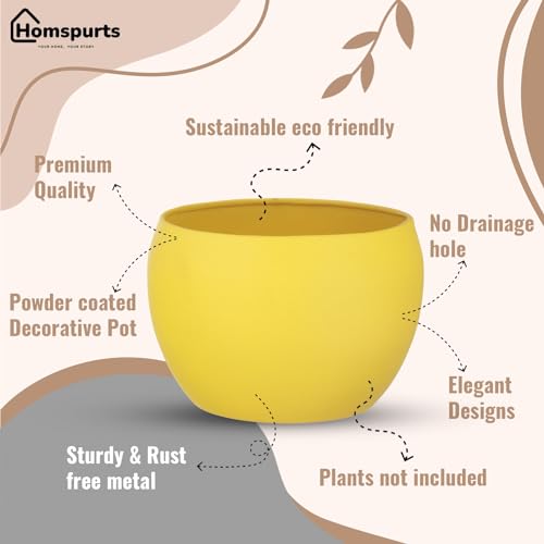 Image of Elegant Yellow Matte Finished Tabletop Planters Pots for Plants Flowers, Living Room Drawing Room Balcony Office Decoration Ideas for Plants Set of 3 (Plants not Included)