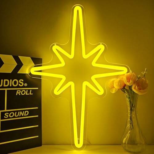 Mid Century Modern Neon Sign for Wall Decor Starburst Neon Light Dimmable Retro Star Celestial Led Signs Mid Century Starburst Light Up Sign for Eclectic Home Decor Business Vintage Style Wall Art by Dpaint - Used condition - US$22.00