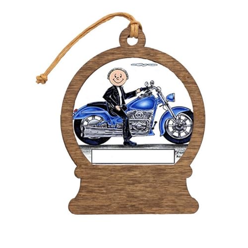 PrintedPerfection.com Personalized Motorcycle - Male Wooden Snow Globe Shaped Christmas Ornament