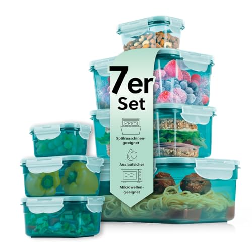 GOURMETmaxx Frischhaltedosen mit Deckel Klick-it 7-Dosen-Set | Aufbewahrungsbox für Meal Prep | Luftdichte, auslaufsichere & stapelbare Vorratsdosen mit Deckel | BPA-frei