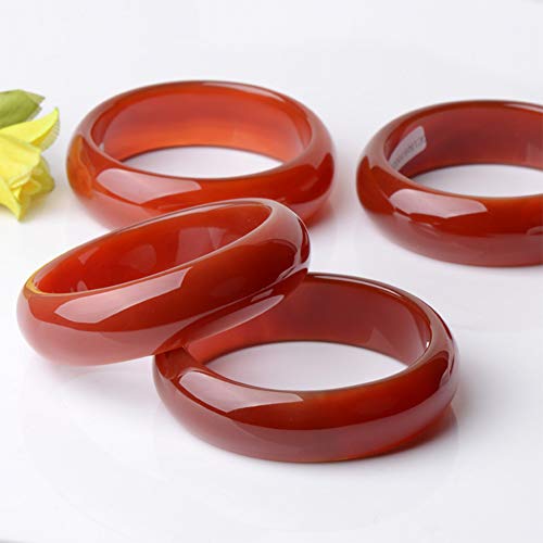 Brazalete de jade de ágata roja natural y gruesa para mujer 4