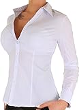 Hemd-Bluse slim-fit, besonders taillierter Schnitt mit Abnähern, nicht zu eng durch Stretchanteil, formgebende Taillenabnäher, Knopfleiste, Kent-kragen, lange Manschetten, Lang-arm, Ärmel mit Knopfleiste