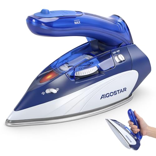 Aigostar Reise-Dampfbügeleisen 1100W,Reisebügeleisen 110/240V,Tragbar Faltbarer Griff...