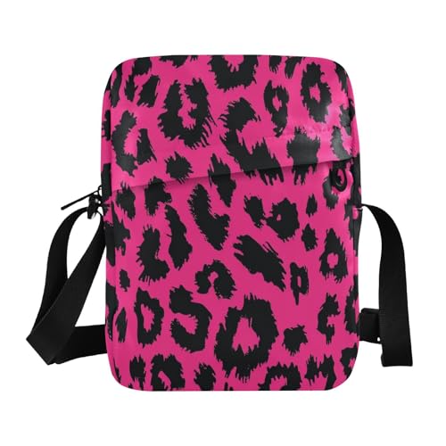 mens messenger bag crossbody Crossbody Bags For Women Womens Cross Body Purse Adjustable Strap for work work - Leopard Red