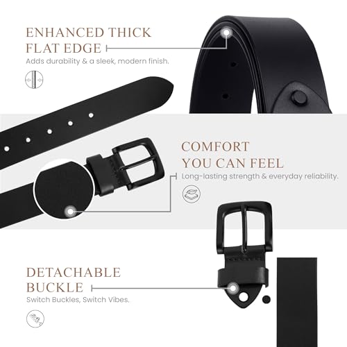 Image of Genuine Leather Belt for Men Formal & Casual Wear - Belts for Men Leather Original, Durable Buckle - Belt for Man - Gift for Husband, Father, Friend
