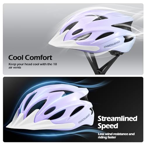 Image of Odoland Adult Bike Helmet with Cycling Sunglasses Set for Men & Women | Safety Certified Bicycle Helmet, UV Protection Glasses, Adjustable Dial for Mountain, Urban, Skating, Road, City Commuting