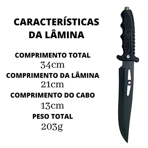 Faca Tática Militar Muito Afiada Camping Caça Pesca Rambo Aço Inox 34cm
