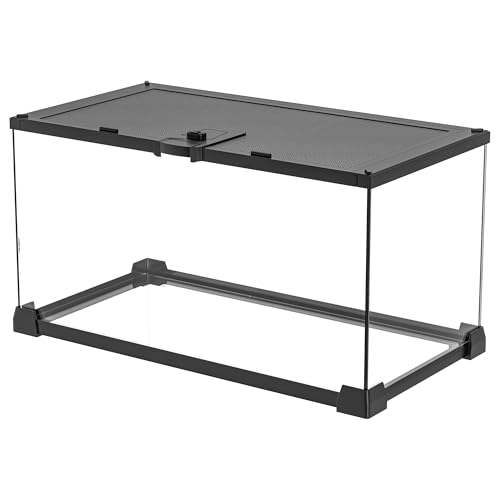 Image of 12 inch x 8 inch x 6 inch Small Glass Reptile Terrarium Tank | Top-Opening Mesh Lid with Latch, Fully Assembled Enclosure for Tarantulas, Frog, Isopods and Small Reptiles