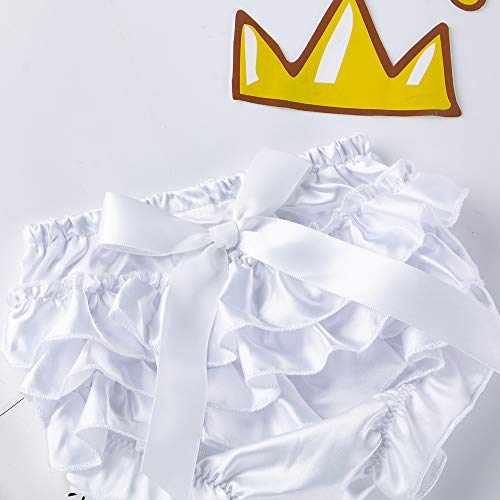Toddler Baby Girls Shorts Bowknot Ruffle Bloomer Underwear Panty Diaper Shorts Cute Baby Elastic Shorts(White,0-3 Months) #TOP2