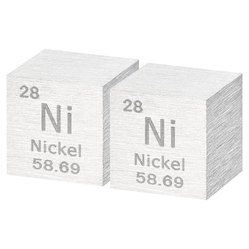 uxcell 2 Pcs Nickel Cube, 0.39 Inch High Density Metal Element Cube Metal Density Cube for Chemical Elements Collection Science Education Experiment Application, Silver