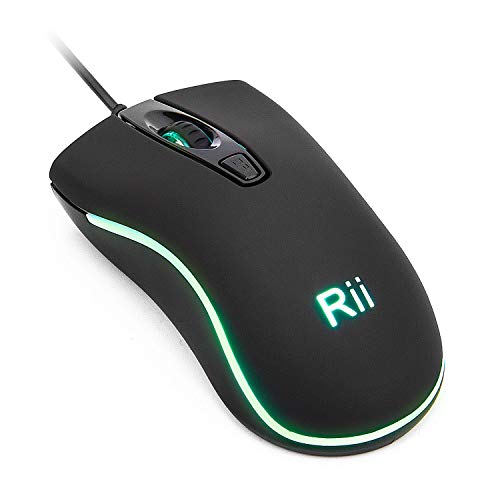 Image of Rii RM105 Wired Mouse,Computer Mouse with Colorful RGB Backlit,1600DPI Levels,Comfortable Grip Ergonomic Optical ,USB Wired Mice Support Windows PC, Laptop,Desktop,Notebook (2 Pack)