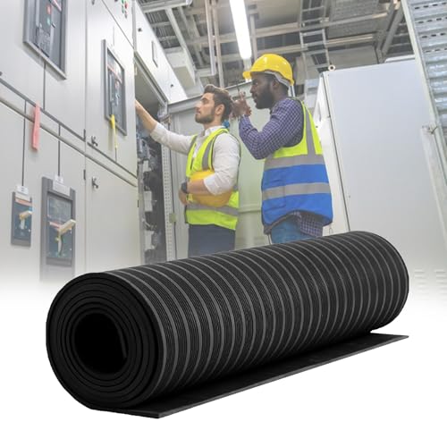3 5 6 8 10 MM Thick Insulating Rubber Floor Mats Roll, Non Conductive Work Mat - Anti-electrocution/ Shock-Absorbing, Antiskid High Voltage Switchboard Matting Pad(22'x3 1/5'x1/10''(6.7mx1mx3mm))