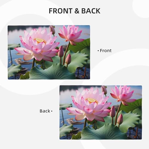 Sets de table lavables et résistants à la chaleur motif lotus rose
