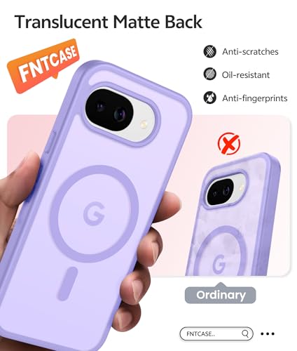 Image of FNTCASE for Google Pixel 10a Case: [Compatible with Magsafe] Translucent Matte Cases with [Screen Protector] Military Grade Shockproof Protective Magnetic Phone Cover for Pixel 10A - Light Purple