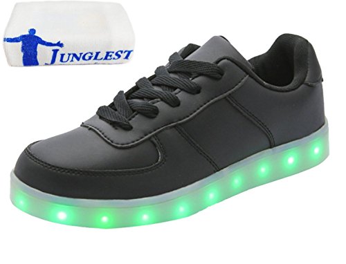 (Presente:pequeña Toalla) Negro EU 34, Zapatillas Zapatos JUNGLEST® Carga USB LED Moda Hombres 7 Luz para Flash Luminosas U