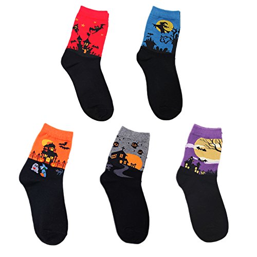 Vococal 5PCS bunte Hexe-Muster-Frauen-Dame-Mädchen-Socken gesetztes Halloween-Partei-oben oben Prop Cover