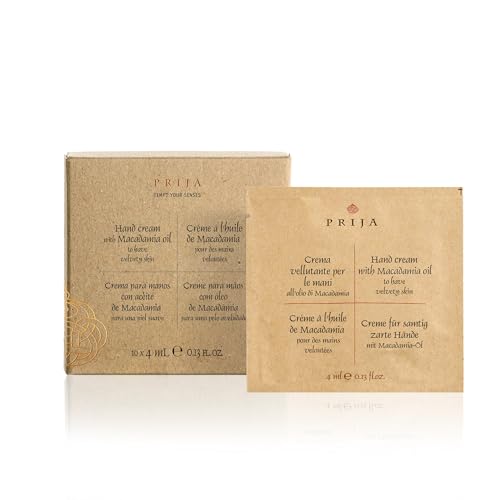 Prija Confezione Regalo Sachet Di Crema Per Le Mani Con Olio Di Macadamia, Crema Idratante Ed Emolliente Per Le Mani In Bustine Singole, Cura Premium 