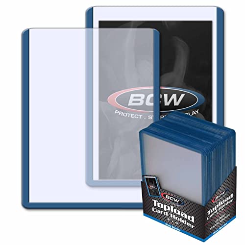 BCW 3x4 Topload Card Holder - Blue Border | 25 Pack | Premium Quality Rigid PVC Protector for Standard Size Trading Cards | Card Holders for Sports Cards, MTG, Pokemon, and More (Blue)