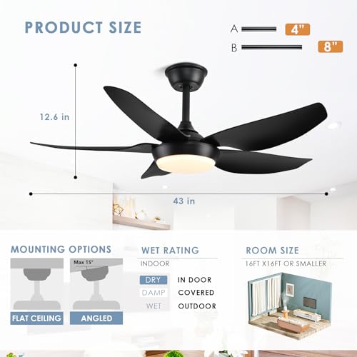 JSAITEE Ventilador de Teto de 43