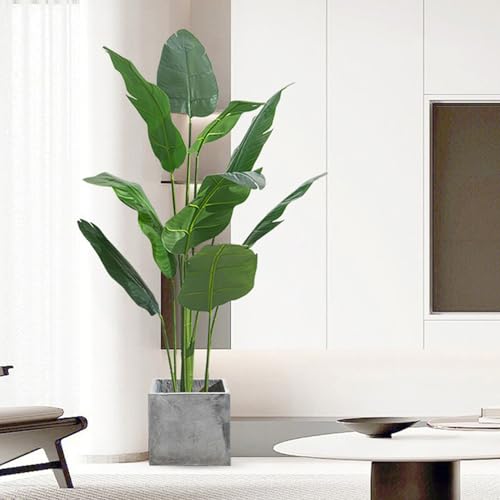 HWQFM 人工 観葉植物 フェイク 植木鉢付き ストレリチア フェイクグリーン フェイクツリー 大型 インテリア 室内 屋外 玄関 リビング ベッドルーム ガーデン 庭 ベランダ カフェ 事務所 210cm オフィス ホーム デコレーション 新築祝いパー