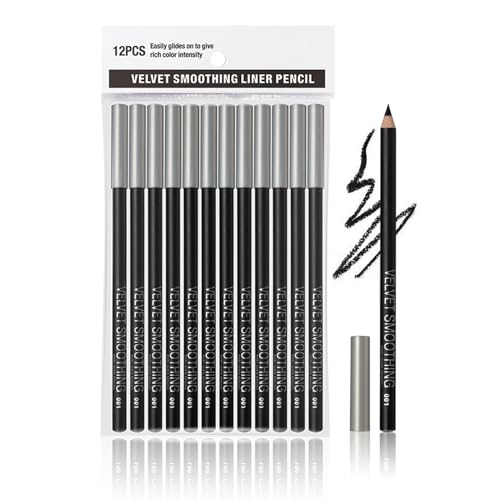 12-Pcs-Jutqut-Black-Eyeliner-Pencils-Set-Matte-Eyeliner-Velvet-Smooth-Natural-Long-Lasting-Makeup-Eye-Liners-Easy-to-Color-Waterproof-Eyeliner-pencil-Professional-Eye-Makeup-Pencil-Black