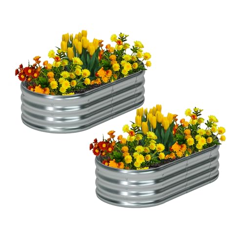 zizin 2 Pack Galvanized Raised Garden Bed Metal...