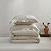 Simple&Opulence 100% French Flax Linen Duvet Cover Set with Embroidery Washed - 3 Pieces (1 Duvet Cover with 2 Pillow Shams) with Button Closure Soft Breathable Farmhouse - Linen, King Size