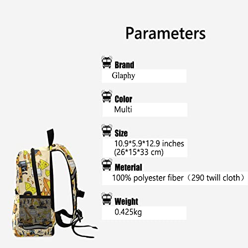 Yellow Truck Excavator Kids Backpacks Toddler Backpack for Daycare School, Girls Boys Preschool Bookbags Kindergarten School Backpack2