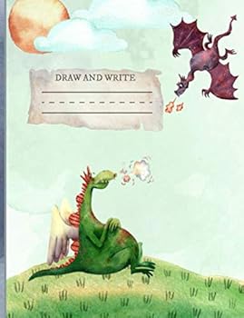 Draw and Write : Primary Composition Notebook. Dotted Midline and Picture Space. Grade Level K-2. Story Journal. Dragon, Fairytale, Green