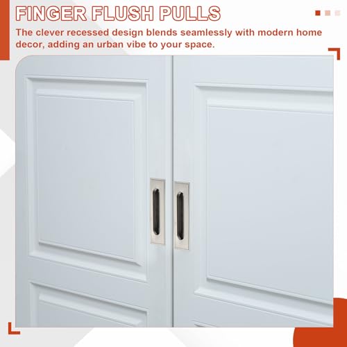 Tiradores empotrados para puertas de bolsillo uxcell, 2 piezas, acero inoxidable rectangular, negro, 4,3 pulgadas miniatura 4