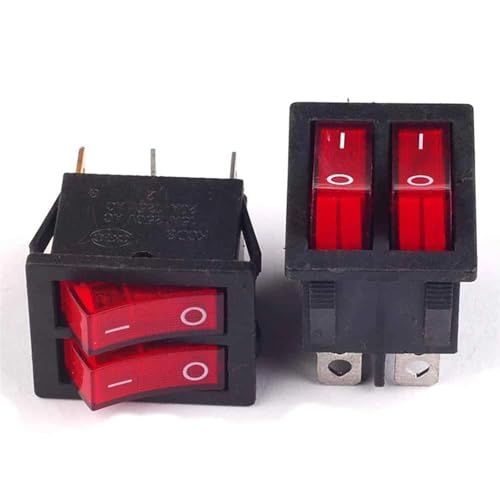 Interrupteur à bascule KCD6 bipolaire 6 broches ON-OFF 15A 250V AC, lot de 10 pièces