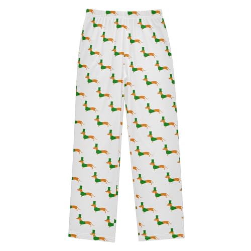 ZZXXB Happy St Patrick's Day Dachshund Dog Boys Long Pants Soft Trousers Elastic Waist Kids Lounge Bottoms with Pockets S-XL