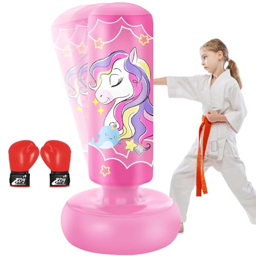 YORWHIN 168cm Aufblasbarer Kinder Boxsack mit Boxhandschuhen, Freistehender...