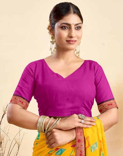 Image of SIRIL Women's Printed Chiffon Saree with Unstitched Blouse Piece