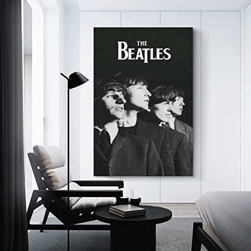 Poster décoratif sur toile The Beatles – Noir et blanc – Décoration murale – Pour chambre à coucher – 60 x 90 cm - Les Beatles, Paul McCartney, John Lennon, RIngo Starr, George Harrison Poster décoratif sur toile The Beatles - Noir et blanc - Décoration murale - Pour chambre à coucher - 60 x 90 cm – Image 4