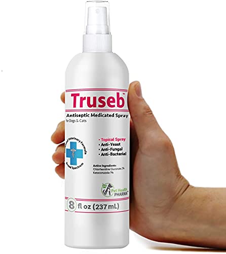 Truseb | Chlorhexidine Spray for Dogs & Cats - Ketoconazole with Aloe & Vitamin E, Hot Spot Treatment, Itch Relief, Dry Skin, Allergy Relief, Rashes