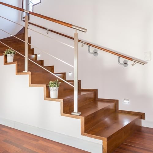 Support de main courante rampe d'escalier réglable acier inoxydable 5 pièces - 5
