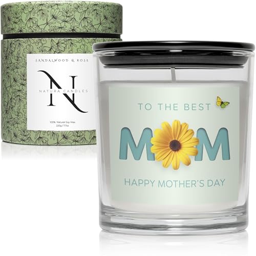 Vela perfumada personalizable, regalo para el día de la madre, diseño 'To The Best Mom', fragancia de cera de soja, sándalo y rosa, tiempo de combustión de 50 horas, caja de regalo de lujo, regalo