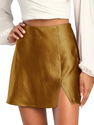 Amazon.com: Ezcosplay Women High Waisted Satin Silky Skirt Elastic