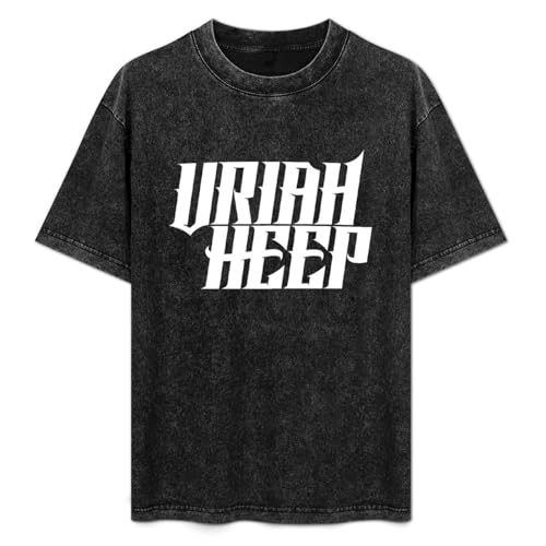 Uriah Heep Summer Casual Tee Short Sleeve Crew Neck Cotton Tops Unisex Washed Vintage T-Shirt Black M