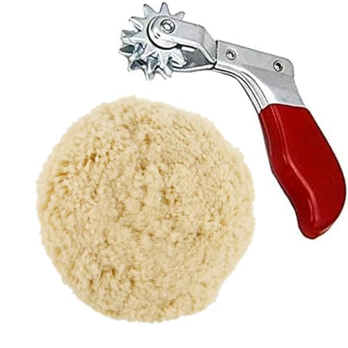 Wuluwala Wool Buffing Pads Set,Pure Wool 7inch Wool Buffing & Polishing Pads+ Cleaning Spur Tool for Revitalizing Polisher Compound Pads and Bonnets