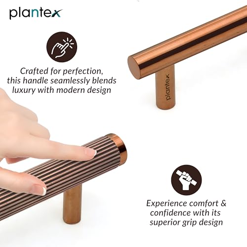 Image of Plantex Stainless Steel & Aluminium Cabinet Handle /900mm Wardrobe Handle for Home /Cupboard Door Pull-Push Handles for Hotel /Office - Pack of 1 (DTC-3960, Rose Gold)