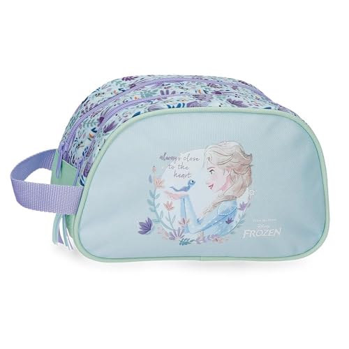 Disney Frozen Close to the heart estojo escolar, estojo infafntil, fabricado em poliéster, compartimento triplo para melhorar a organização, tamanho ideal para levar na mochila, com alça lateral