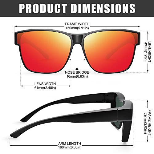 Image of Polarized Sunglasses Fit Over Glasses for Women Men | Oversized Square Sun Glasses UV400 Protection