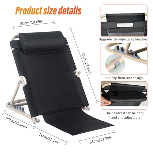 KMQRDZi Coussin lombaire réglable (40 à 90 °), tapis de plage pliable avec dossier, dossier de lit réglable, pour s'asseoir, sièges de stade, chaises de plage, chaises de camping portables (noir 2) – vue 3
