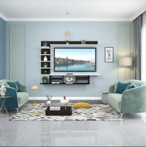 Image of C Style 40 inches Broad Base Tv Cabinet Floating Shelves for Wall Set,Wall Mounted Shelf for Living Room, Bedroom, Outdoor,Gallery,Stairs (Wenge White)